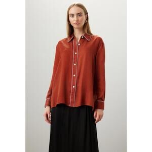 Untitled in Motion Red Manifest Top Size XXL with Missing Buttons & Fabric Pull